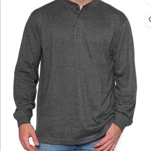 Three Button Long Sleeve Henley Sueded Jersey Knit Shirt